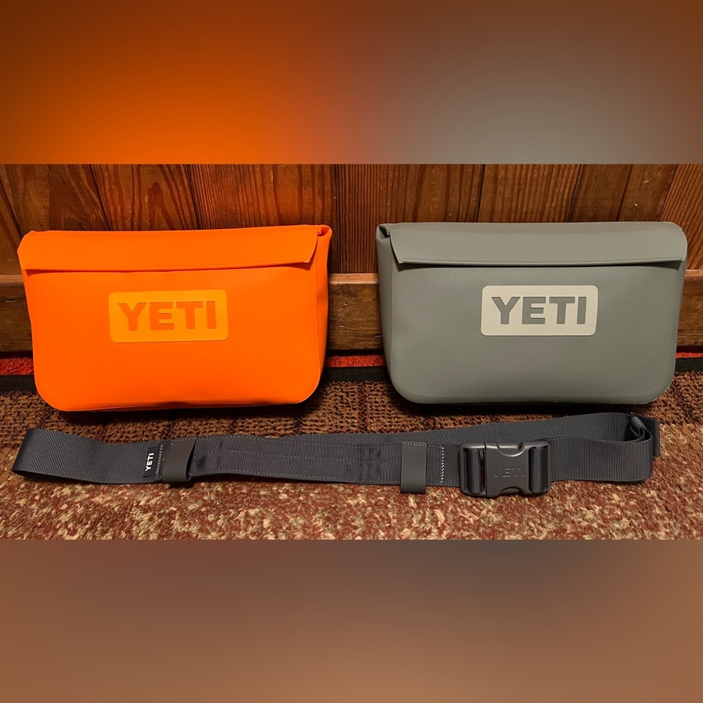 2 YETI Sidekick Dry Bags 3L Gear Cases KCO Orange & Camp Green + Sideclick Strap